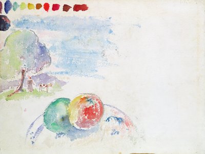 Study of Fruits and a Landscape by Paul Gauguin